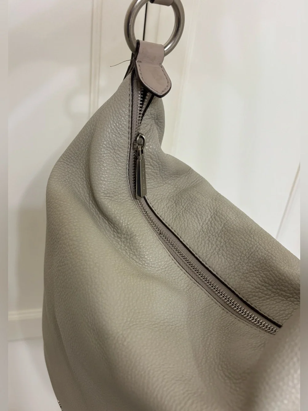 Michael Kors Elana gray and taupe slouchy bucket crossbody